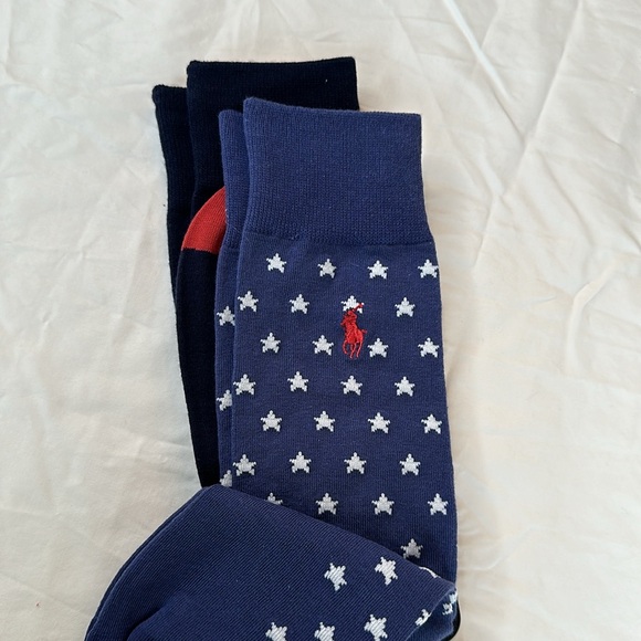 NEW WITH TAGS! Two Pairs, Ralph Lauren Blue and Red Dress Socks with Bear Design - Picture 4 of 5